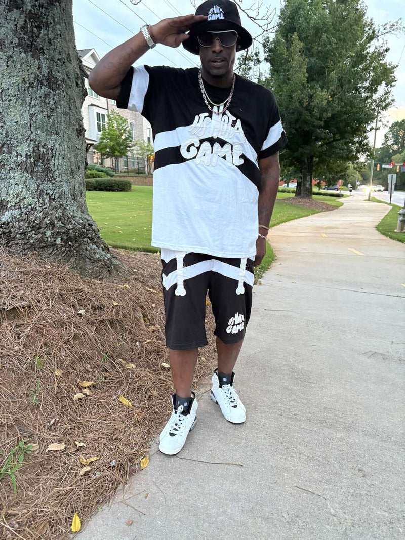 Black and White Distressed Short Set - Mens - INAG