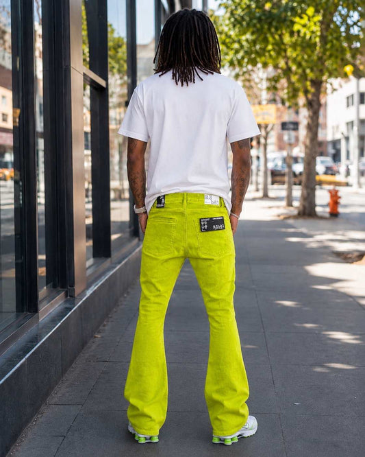 Green Stacked Jeans Mens — Extended Length Denim