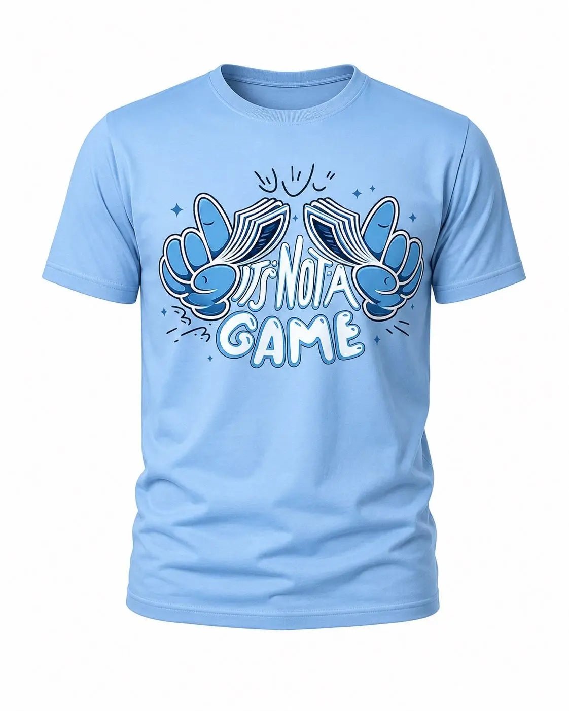 Mens Baby Blue Money Hands Graphic Tee - It's Not a Game™