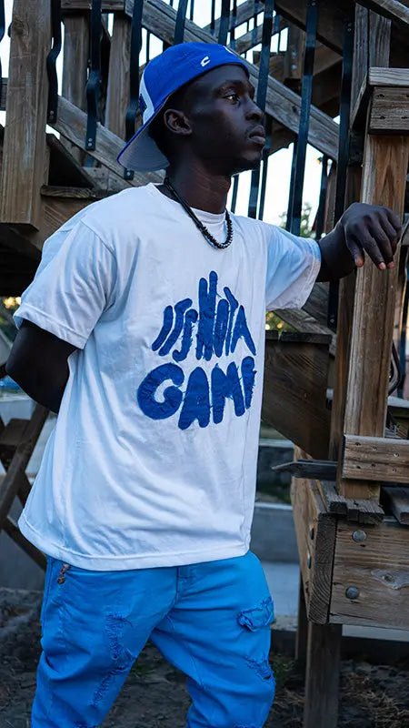 Mens Blue Stacked Emroidered Jeans - It's Not a Game™