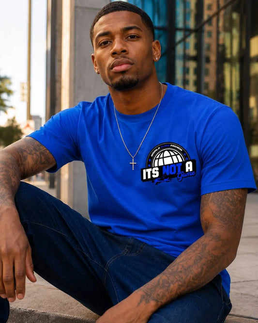 Mens Royal Blue World Class Fashion Graphic Tee - It's Not a Game™