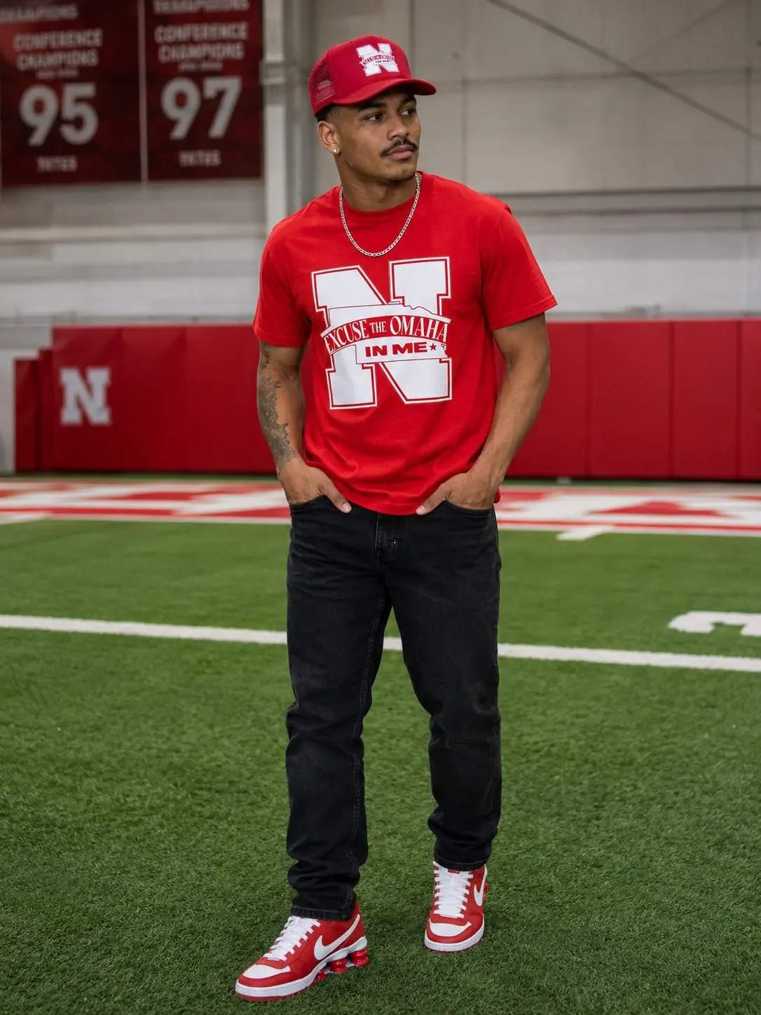 Excuse the Omaha in Me Tee - Red with White - It's Not a Game™