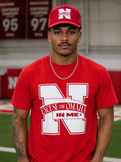 Excuse the Omaha in Me Tee - Red with White - It's Not a Game™