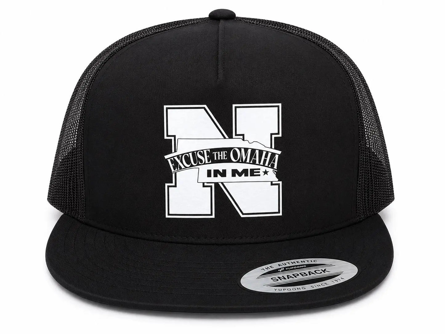 Excuse the Omaha in Me Trucker Hat - Black/White - It's Not a Game™