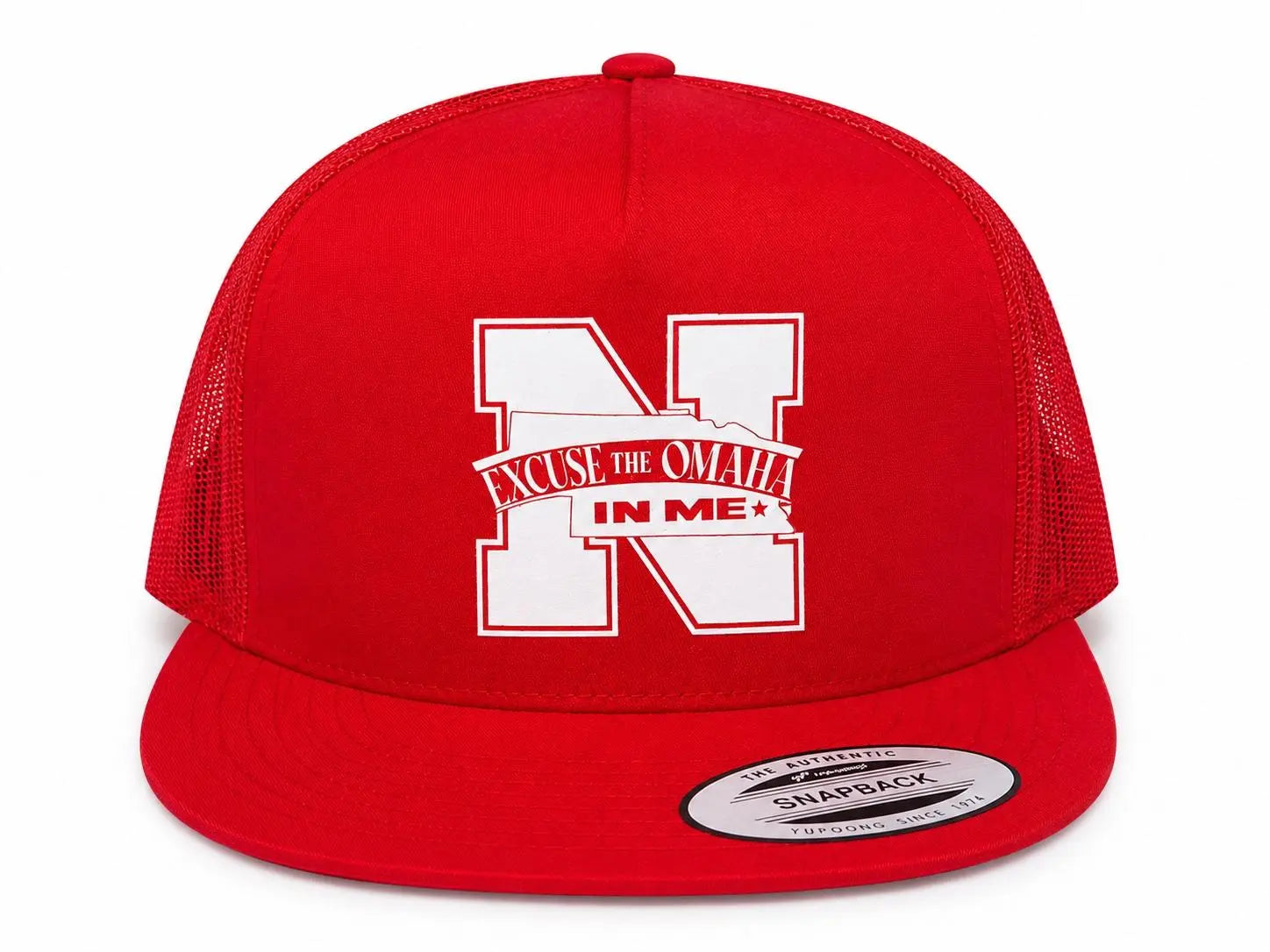 Excuse the Omaha in Me Trucker Hat - Red with White Logo - It's Not a Game™