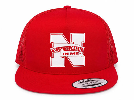 Excuse the Omaha in Me Trucker Hat - Red with White Logo - It's Not a Game™