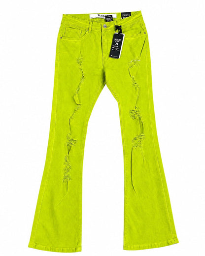 Green Stacked Jeans Mens — Extended Length Denim