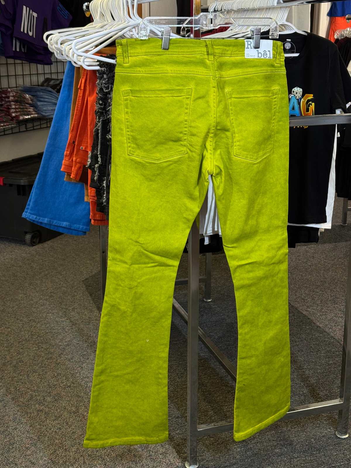 Lime Green Stacked Skinny Jeans – Men's Distressed Flare - INAG™
