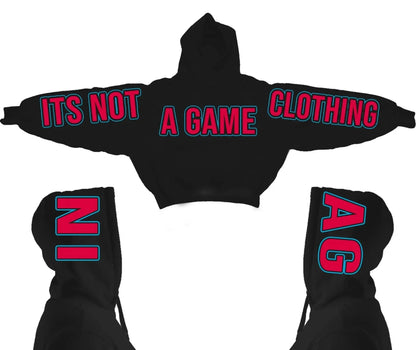 Its Not A Game Black Hoodie – Red & Teal Mens It's Not A Game™