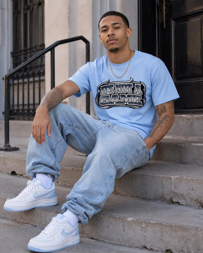 Mens Light Blue Its Not A Game Collegiate Graphic Tee - It's Not a Game™
