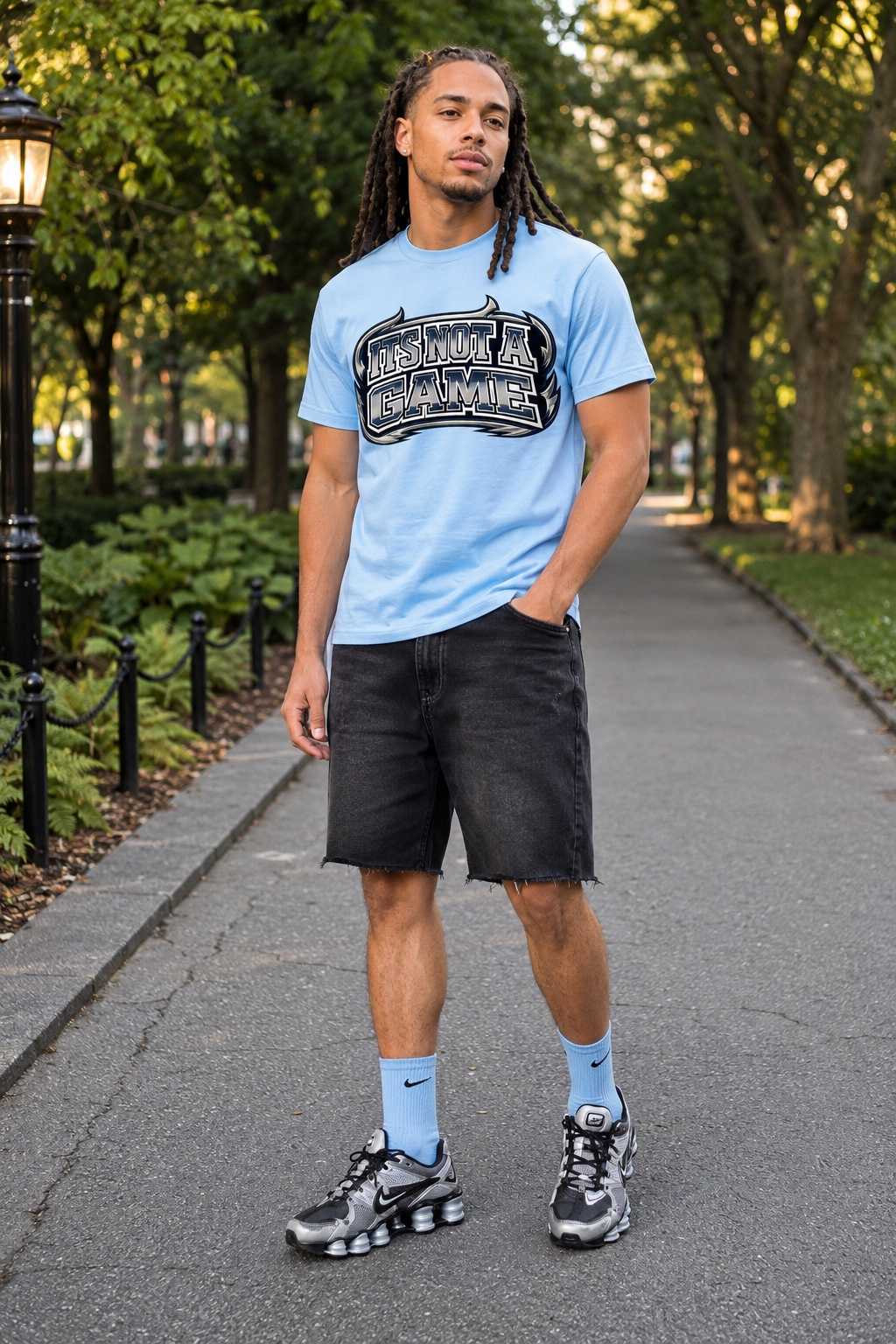 Mens Light Blue Its Not A Game Collegiate Graphic Tee - It's Not a Game™