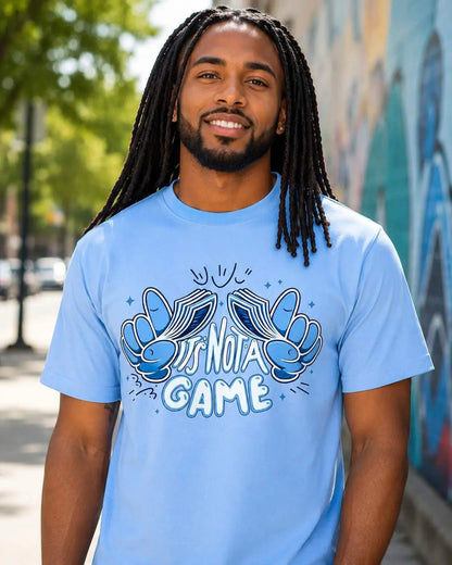 Mens Baby Blue Money Hands Graphic Tee - It's Not a Game™