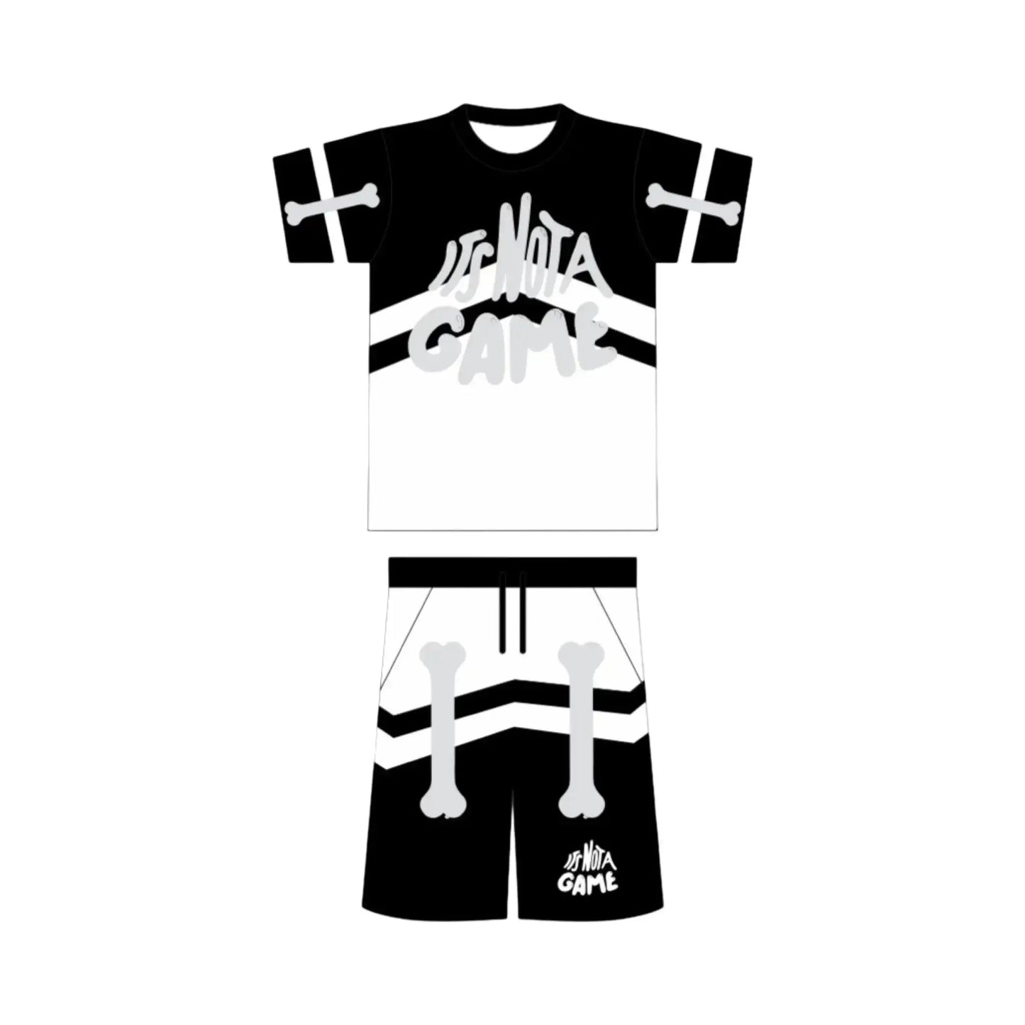 Black and  White Distressed Short Set - Men's - INAG™