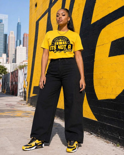 Womens Yellow World Class Fashion Graphic Tee - It's Not a Game™